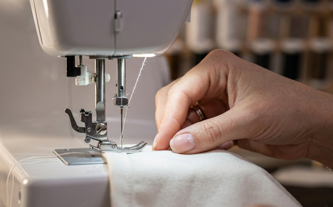 Lavorazione sartoriale eseguita con una macchina da cucire