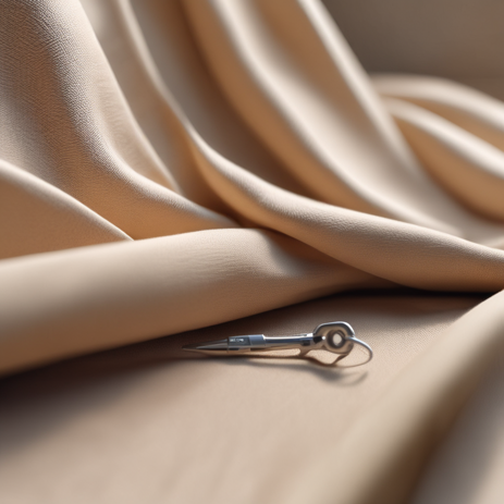 Tessuto color champagne con strumento di precisione sartoriale